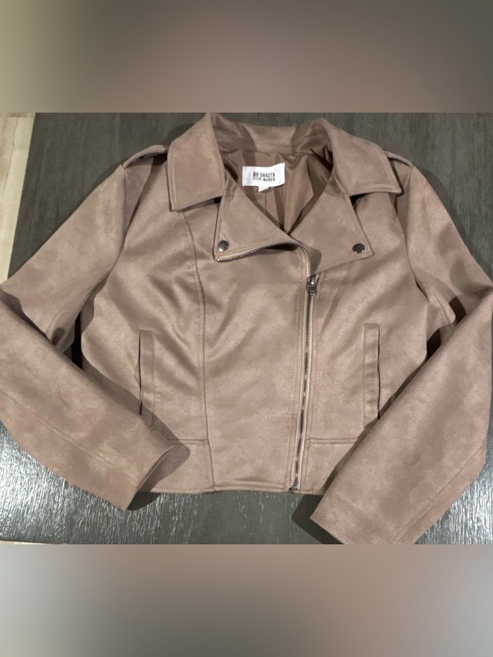 BB Dakota Brown Faux Suede Moto Jacket Steve Madden